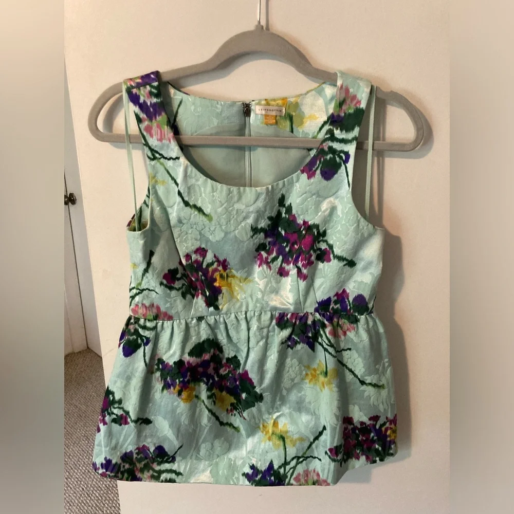 Anthropologie Leifsdottir Brocade Peplum Tank size 2 - Picture 2 of 10